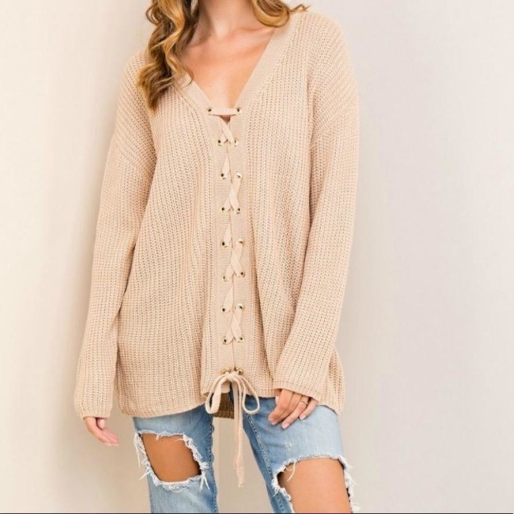 Entro Peach lace up sweater - Picture 7 of 9
